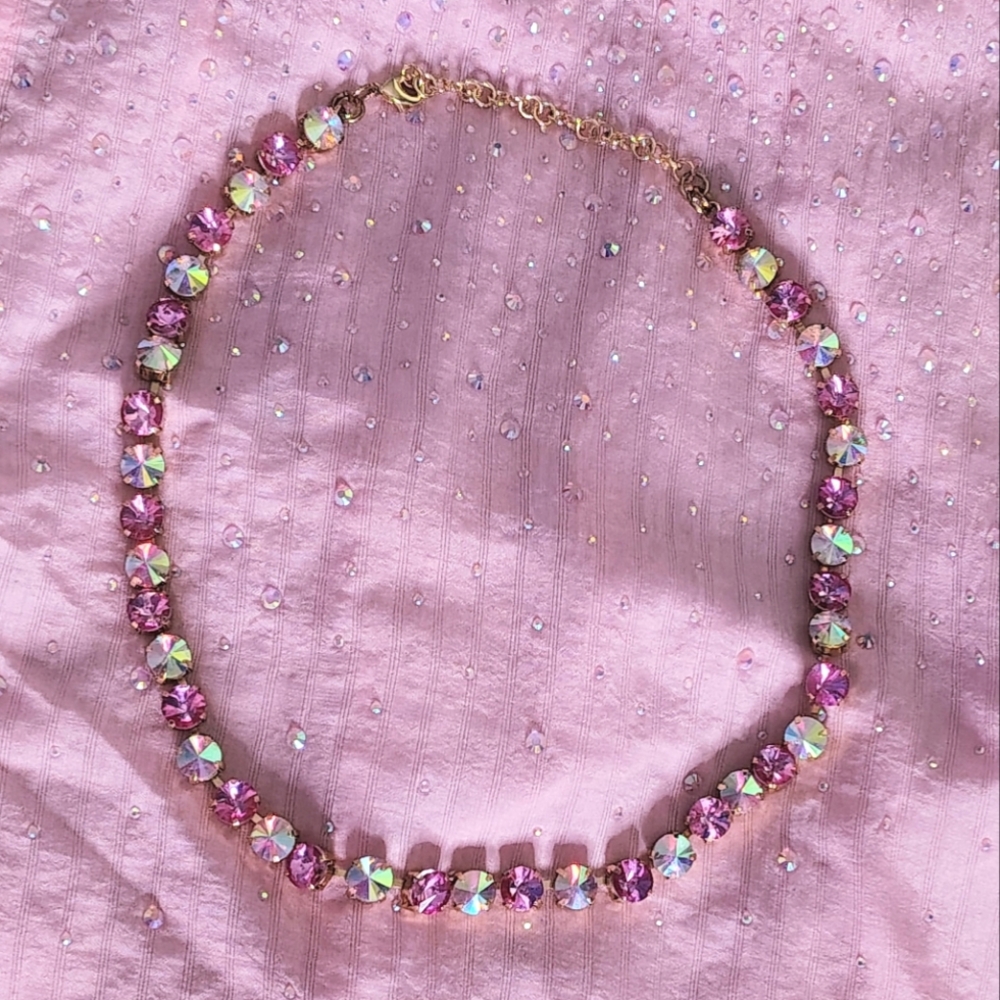 Pink Crystal & Gold Necklace - Picture 3 of 3